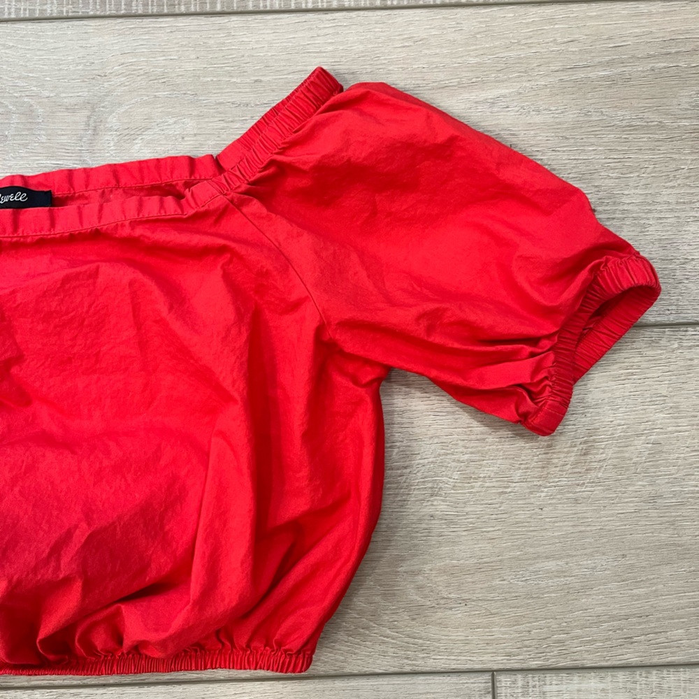 MADEWELL off the shoulder bubble top in true red size XS - Picture 4 of 11